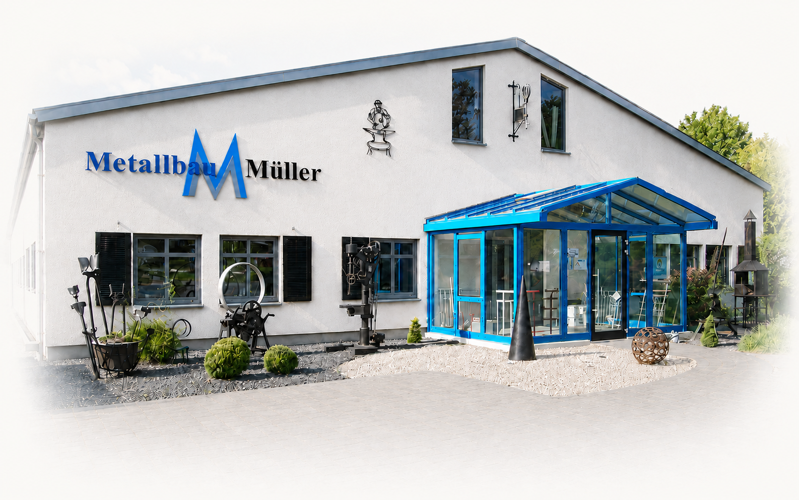 Werkstatt Metallbau Müller, Im Irrbach 1 Föhren — Außenansicht mit Schauraum